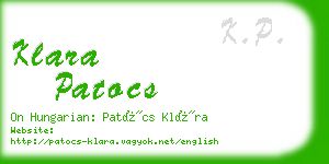 klara patocs business card